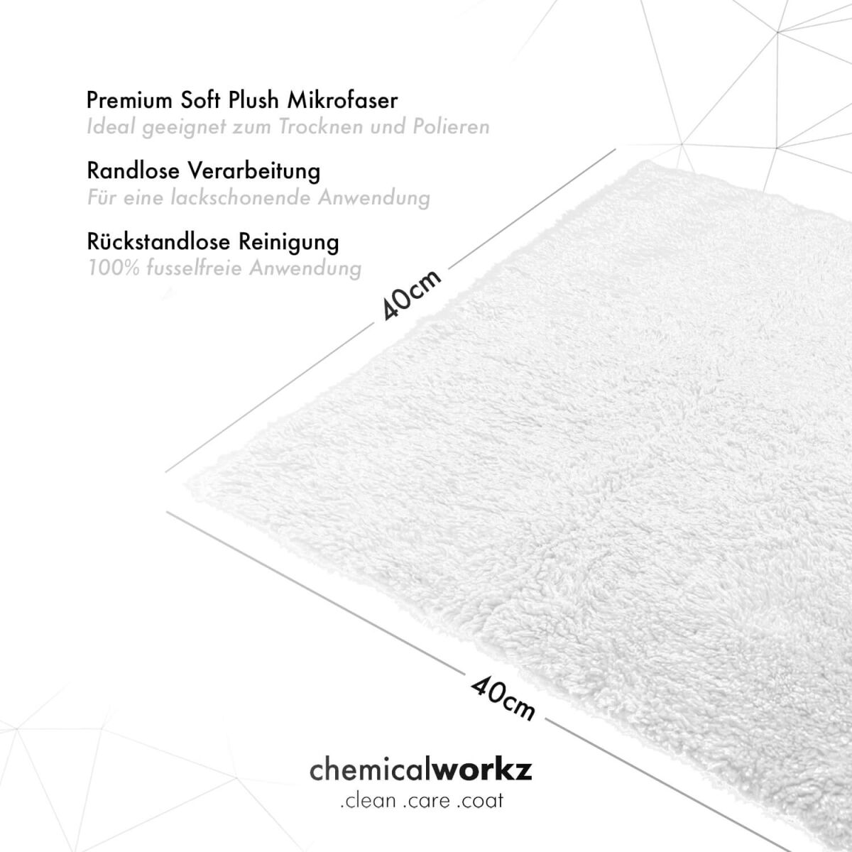 chemicalworkz Edgeless Soft Touch Towel 500GSM Weiß Poliertuch 40×40cm
