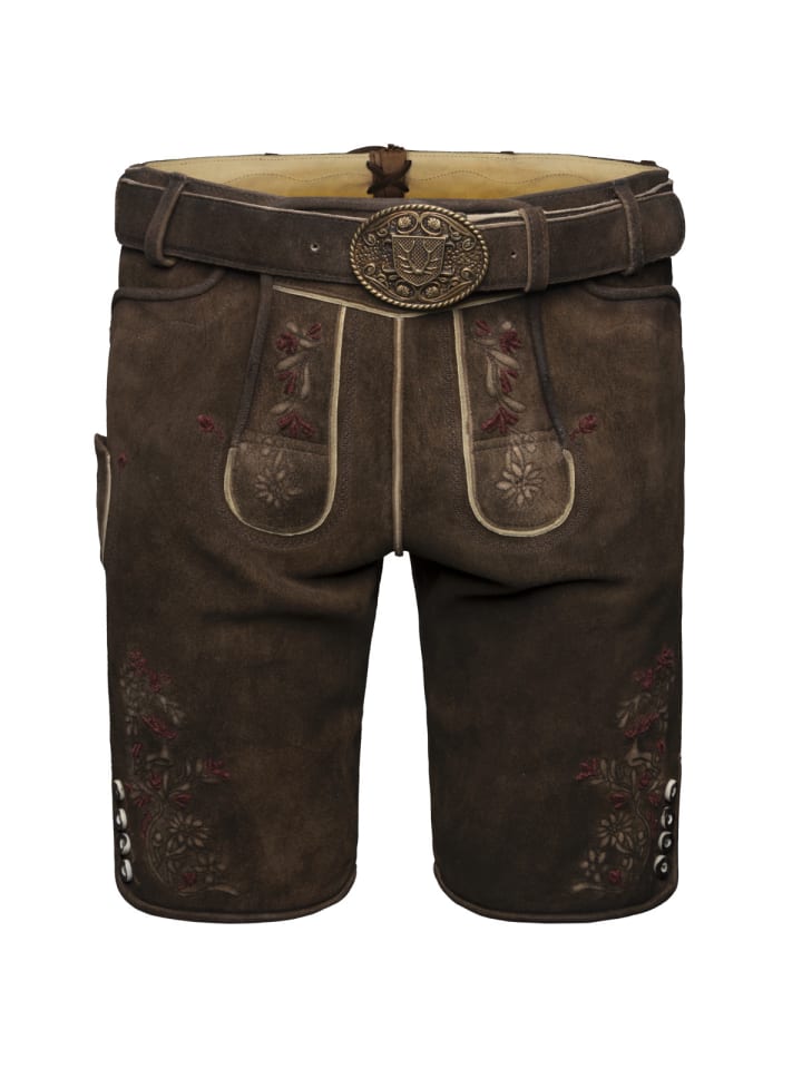 KRÜGER Lederhose Olivier mit Gürtel in dunkelbraun günstig kaufen