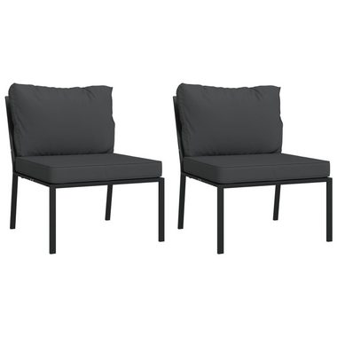 vidaXL Loungesofa Gartenstühle mit Grauen Kissen 2 Stk. 60x74x79 cm Stahl, 2 Teile