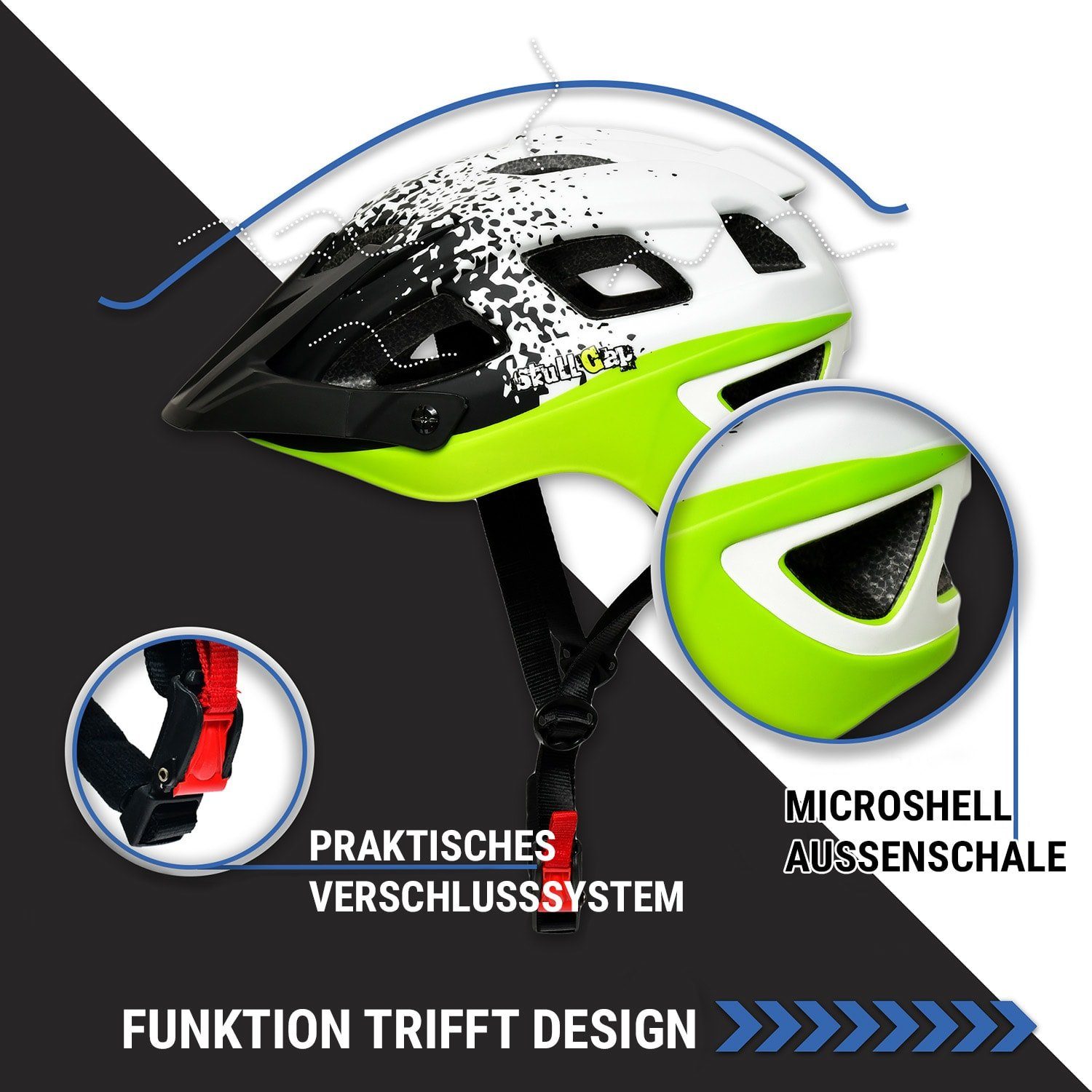 Skullcap Fahrradhelm White-Black-Green, M