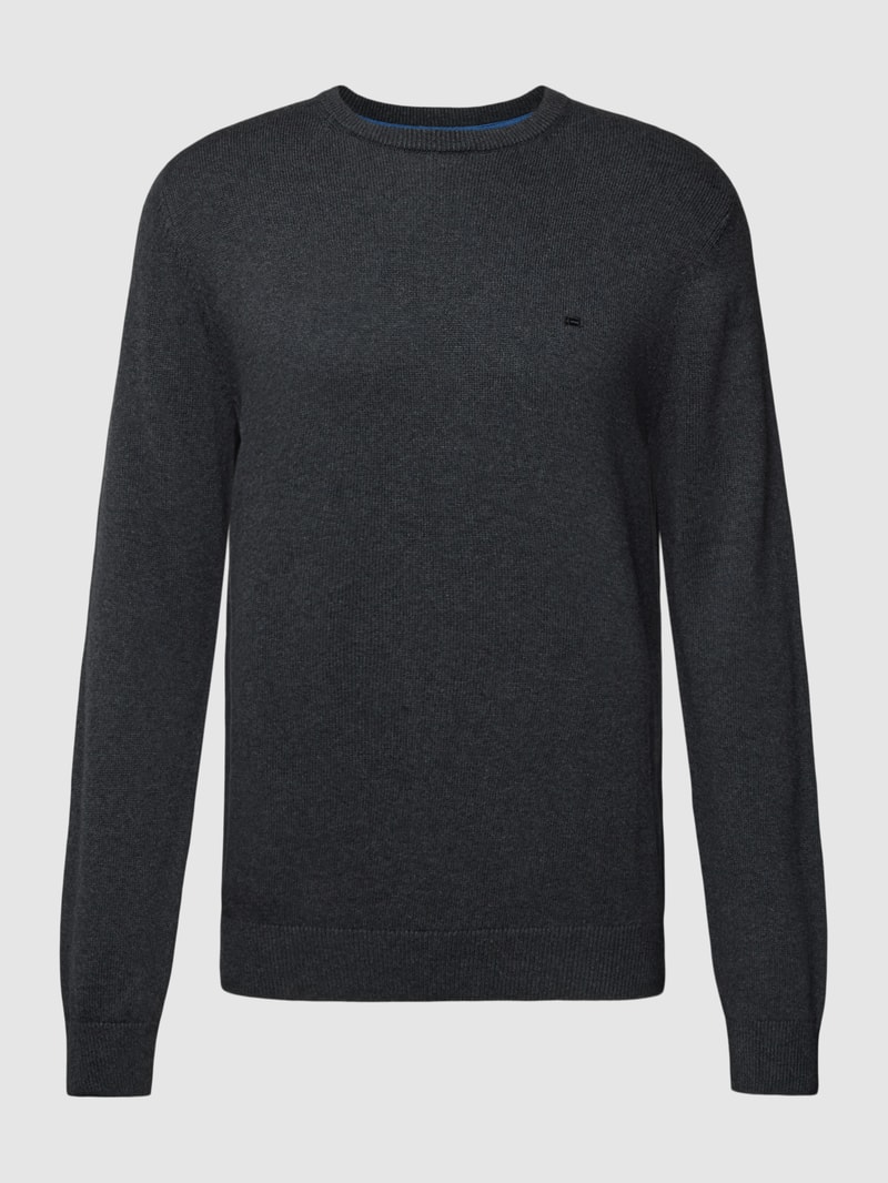 Strickpullover in melierter Optik in dunkelgrau meliert