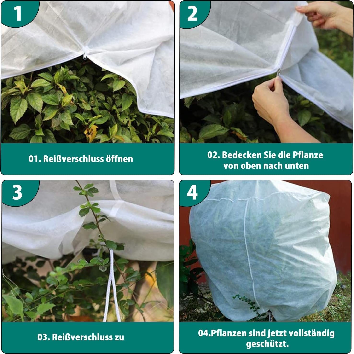 Blusmart Winterschutzvlies Winterschutz für Pflanzen, (Pflanzenschutzsack Frostschutz Pflanzen, 1-St., verdicken Reißfest Wiederverwendbar Frostschutz), Winterschutz für Kübelpflanzen mit Reißverschluss Zugband