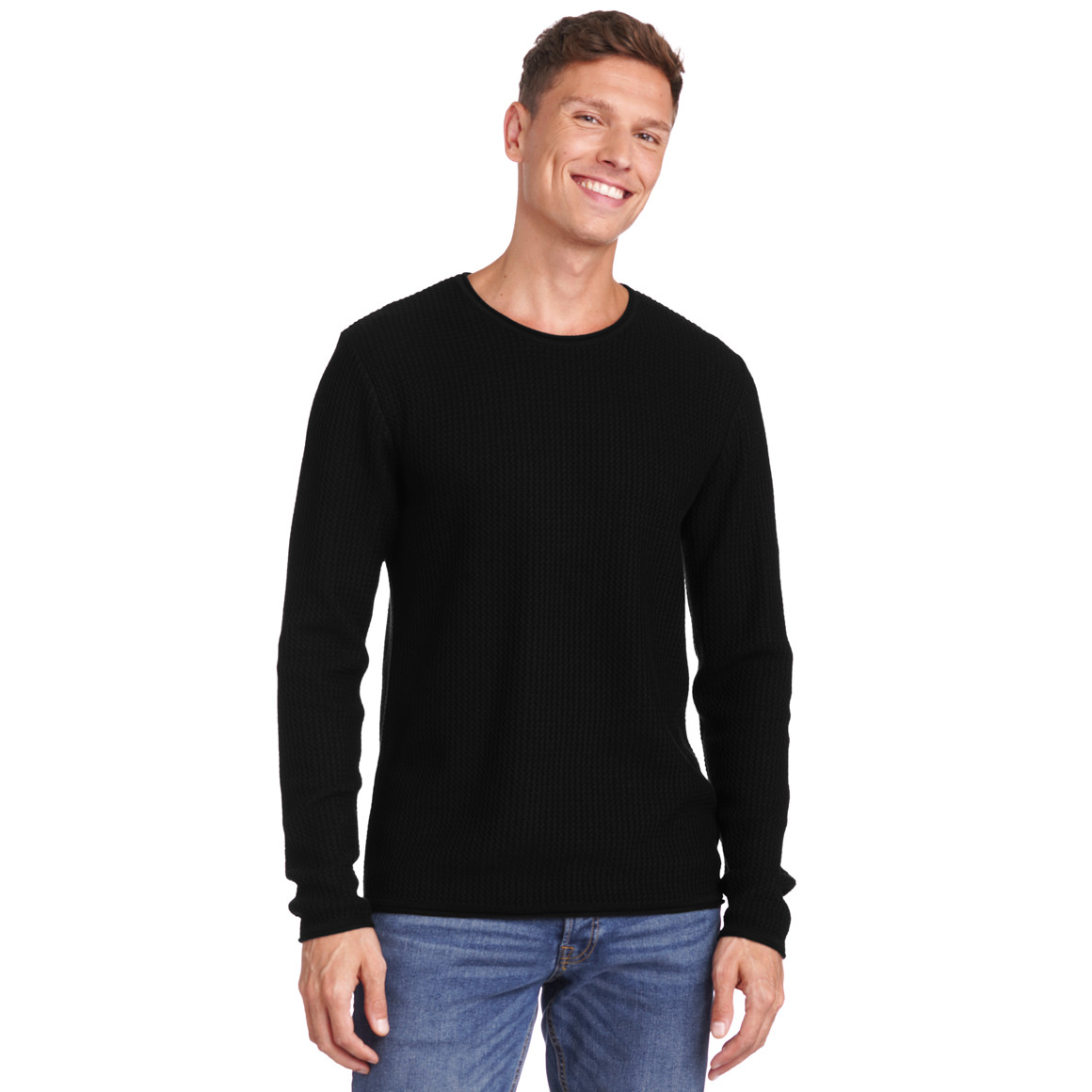 Herren Strickpullover mit Wellen-Struktur