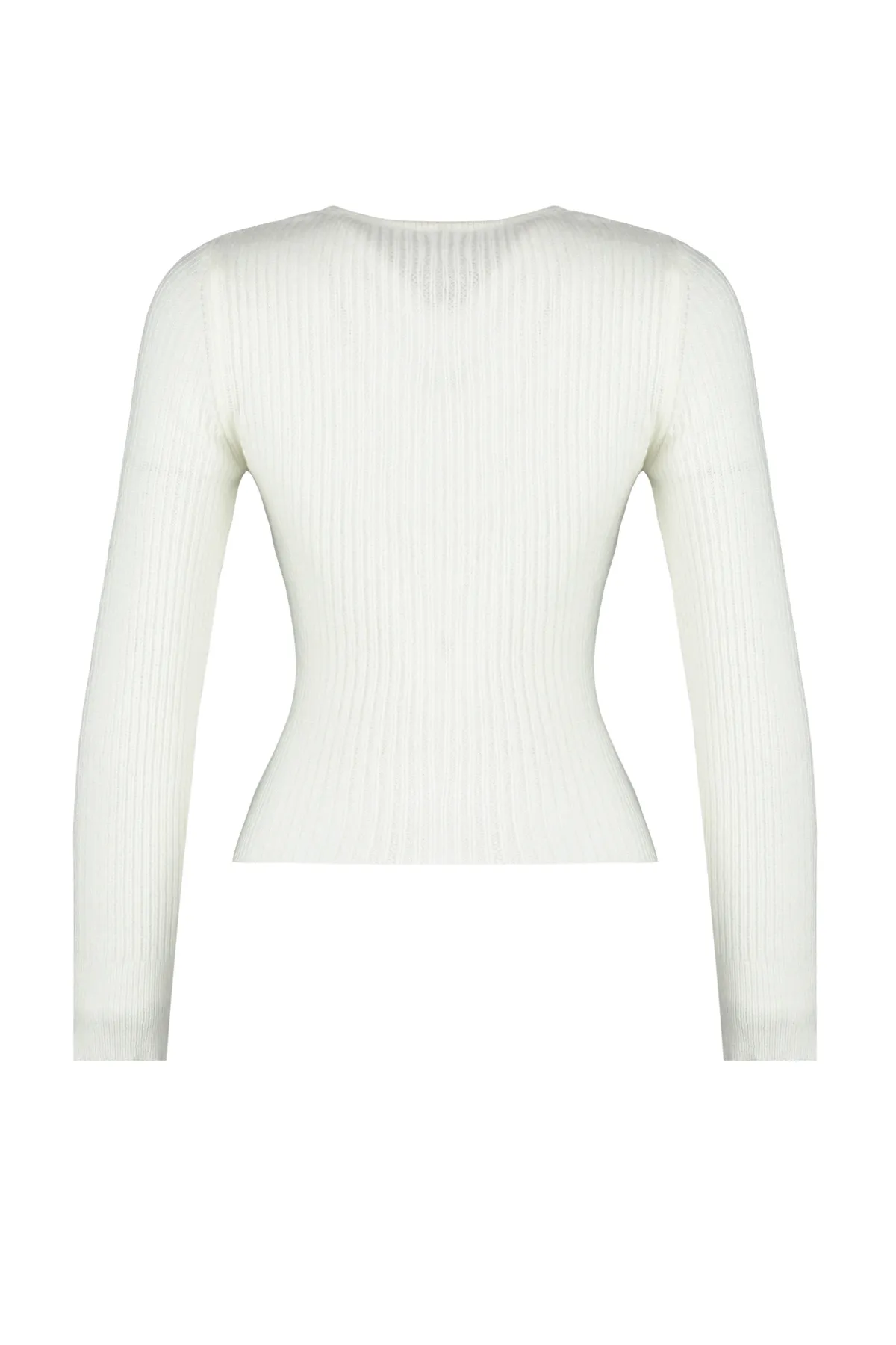 Trendyol Collection  Weißer, weich strukturierter Pullover mit Knöpfen TWOAW24KZ01079