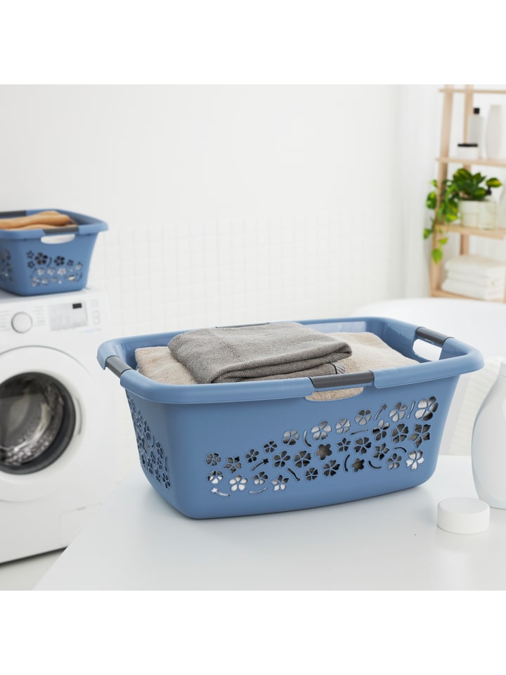 Rotho Flowers 3er-Set Wäschekorb 50l, Kunststoff (PP) BPA-frei in Horizon blau günstig kaufen onesize