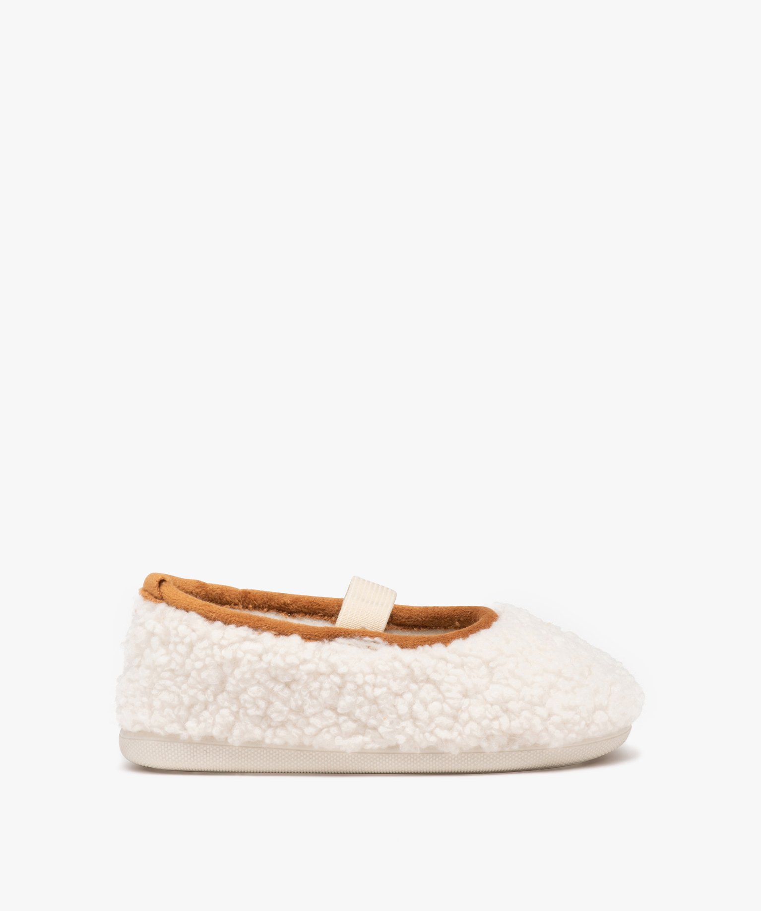 Chaussons fille ballerines fourrées dessus en Sherpa beige | GEMO