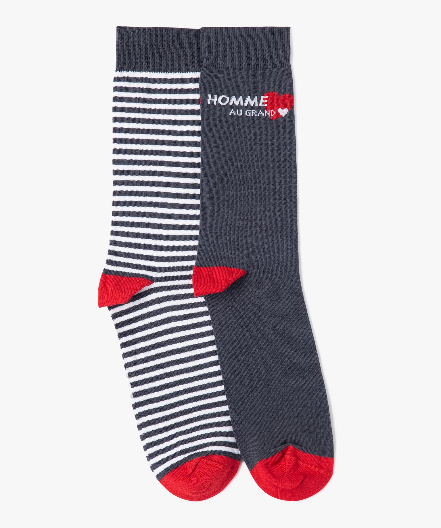 Chaussettes homme tige haute imprimées (lot de 2) gris | GEMO