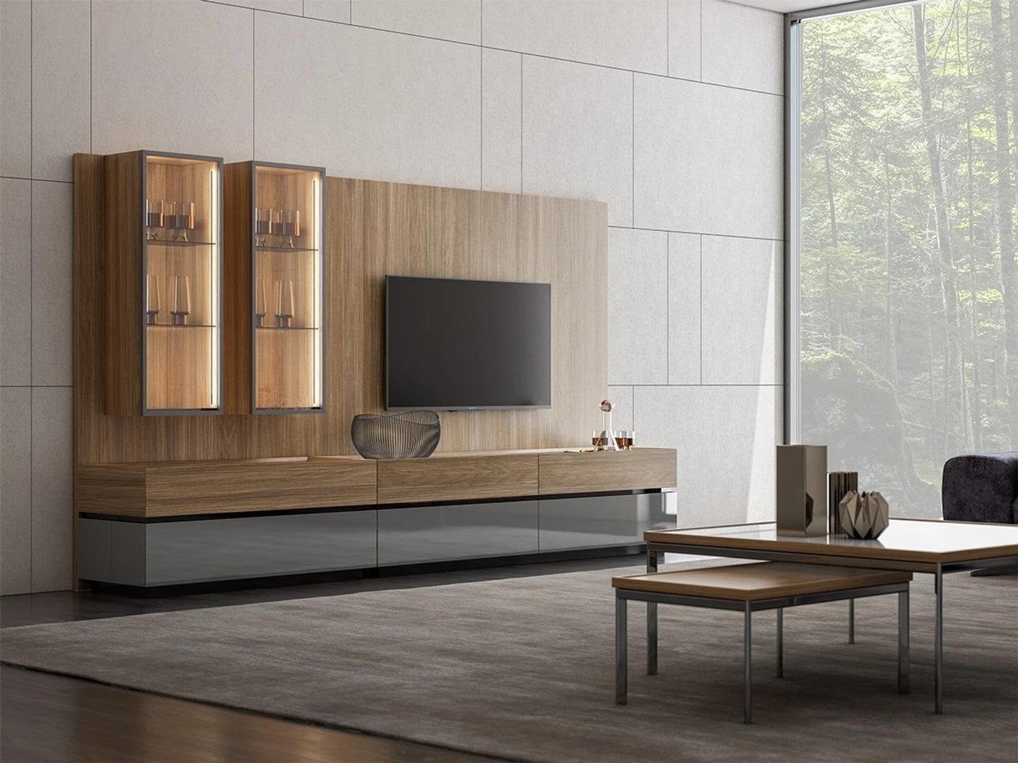 JVmoebel Wohnwand Komplett Wohnwand Braun Möbel Designer Set Einrichtung TV-Ständer, (1-St., 1x nur Wohnwand), Made in Europa