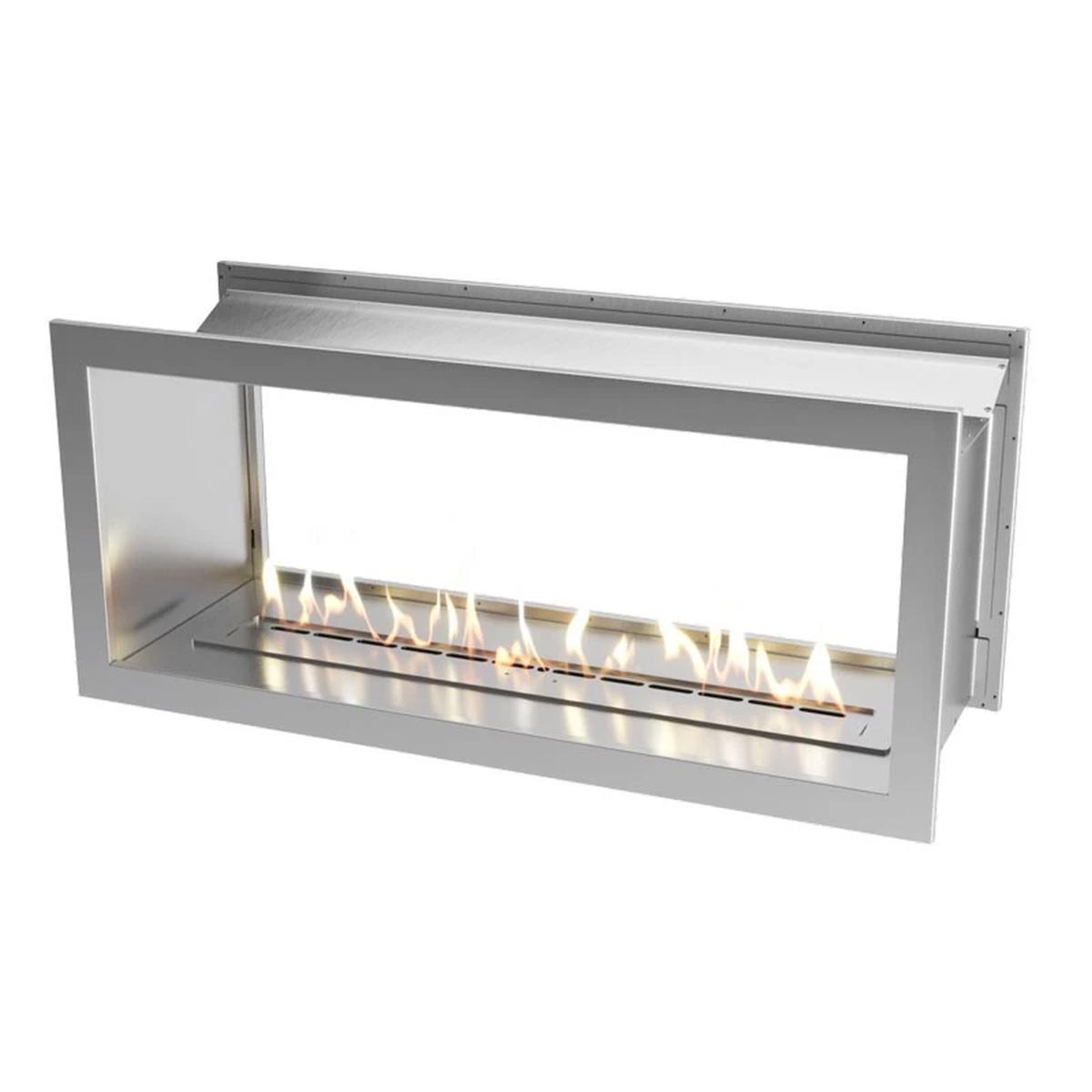 Icon Fires Slimline Firebox Einbaukamin, 7,7 kW, Edelstahl, H: 60 x B: 135 x T: 45 cm, bis zu 9 Stunden Brenndauer, modernes Design, langanhaltende Wärme.