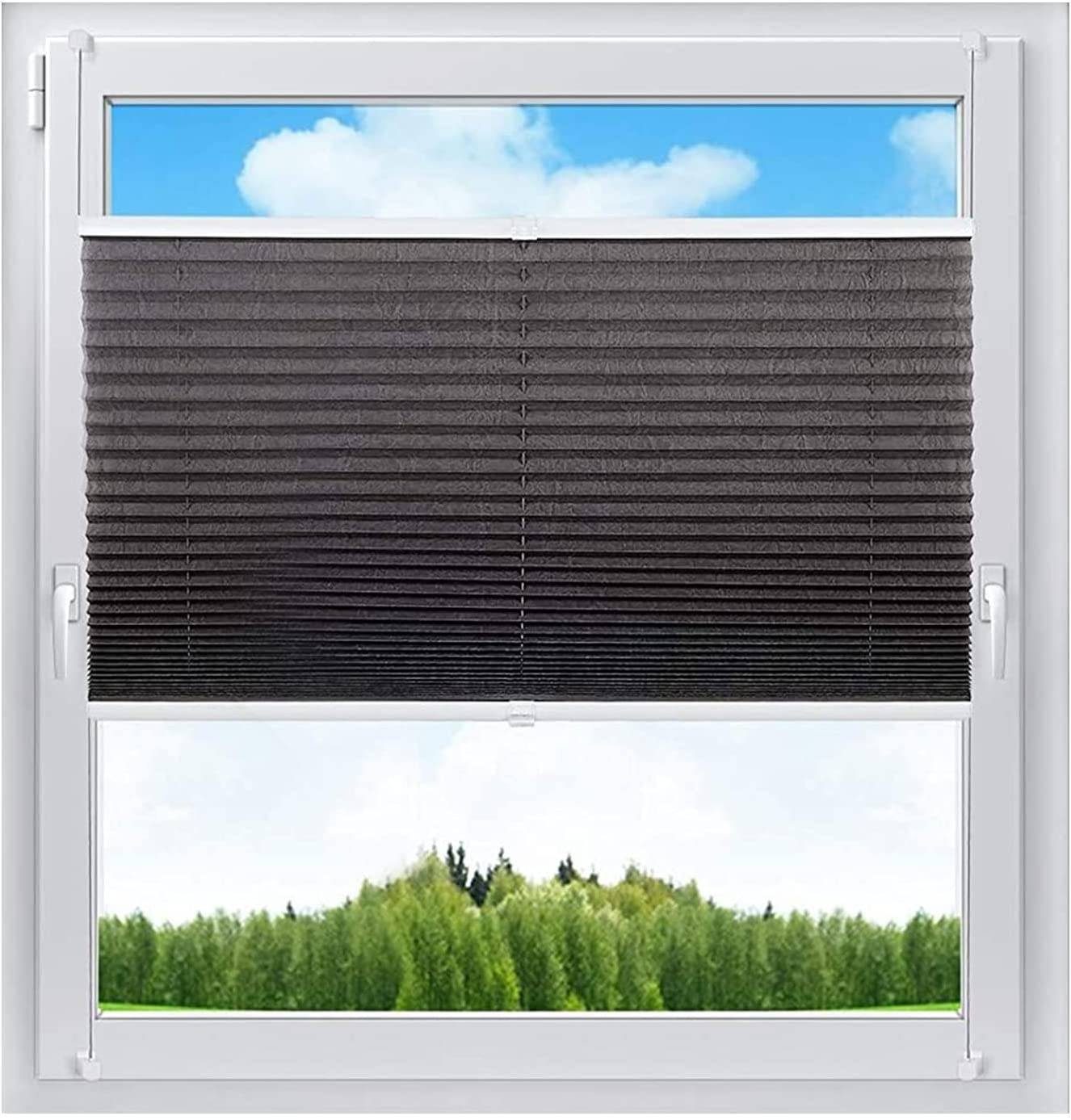 Plissee, Woltu, Klemmfix ohne Bohren für Fenster & Tür Crushed Optik