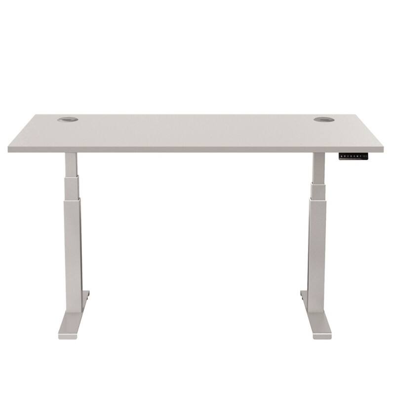 Fellowes Cambio Elektrisch Höhenverstellbar Sitz-Stehschreibtisch Rechteckig Grau T-Fuß 1.699 (B) x 649 (T) x 1.305 (H) mm MDF (Mitteldichte Faserplatte), PVC (Polyvinylchlorid), Stahl