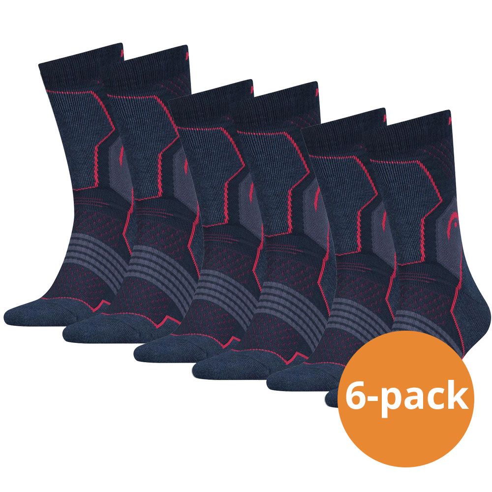 HEAD 6 Paar Hiking Crew Pink/Blue Wandersocken