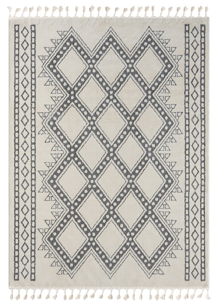 MyFlair Teppich Moroccan Joy, 190 cm x 240 cm, Farbe weiß, rechteckig, Florhöhe 19mm