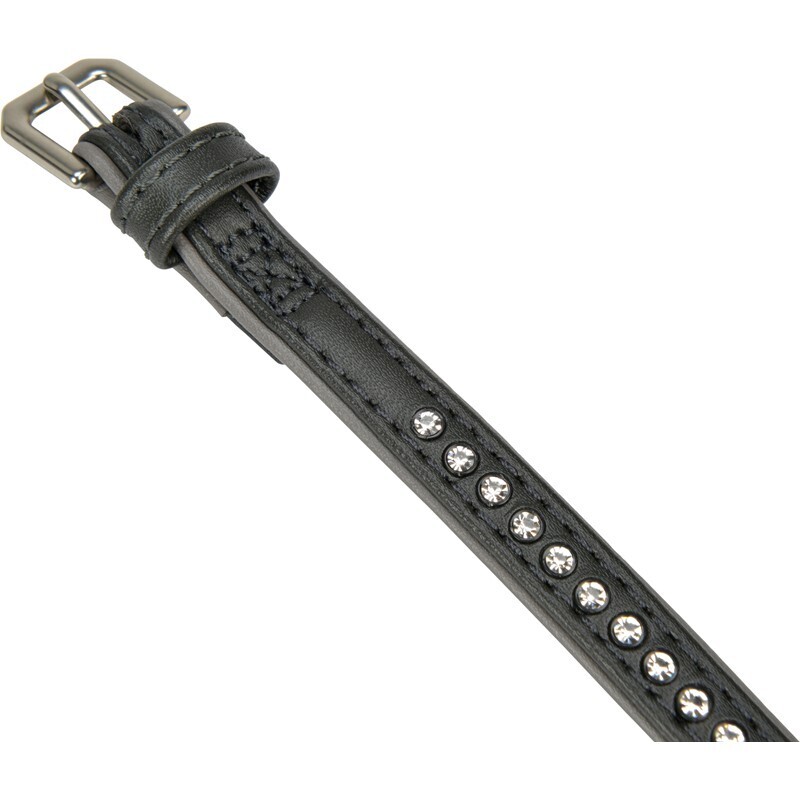 MORE Hundehalsbänder MORE FOR Deluxe Halsband Strass anthrazit XXS