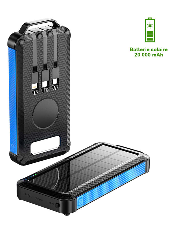 SmartCase Solar-Powerbank in Schwarz/ Blau - 20.000 mAh günstig kaufen onesize