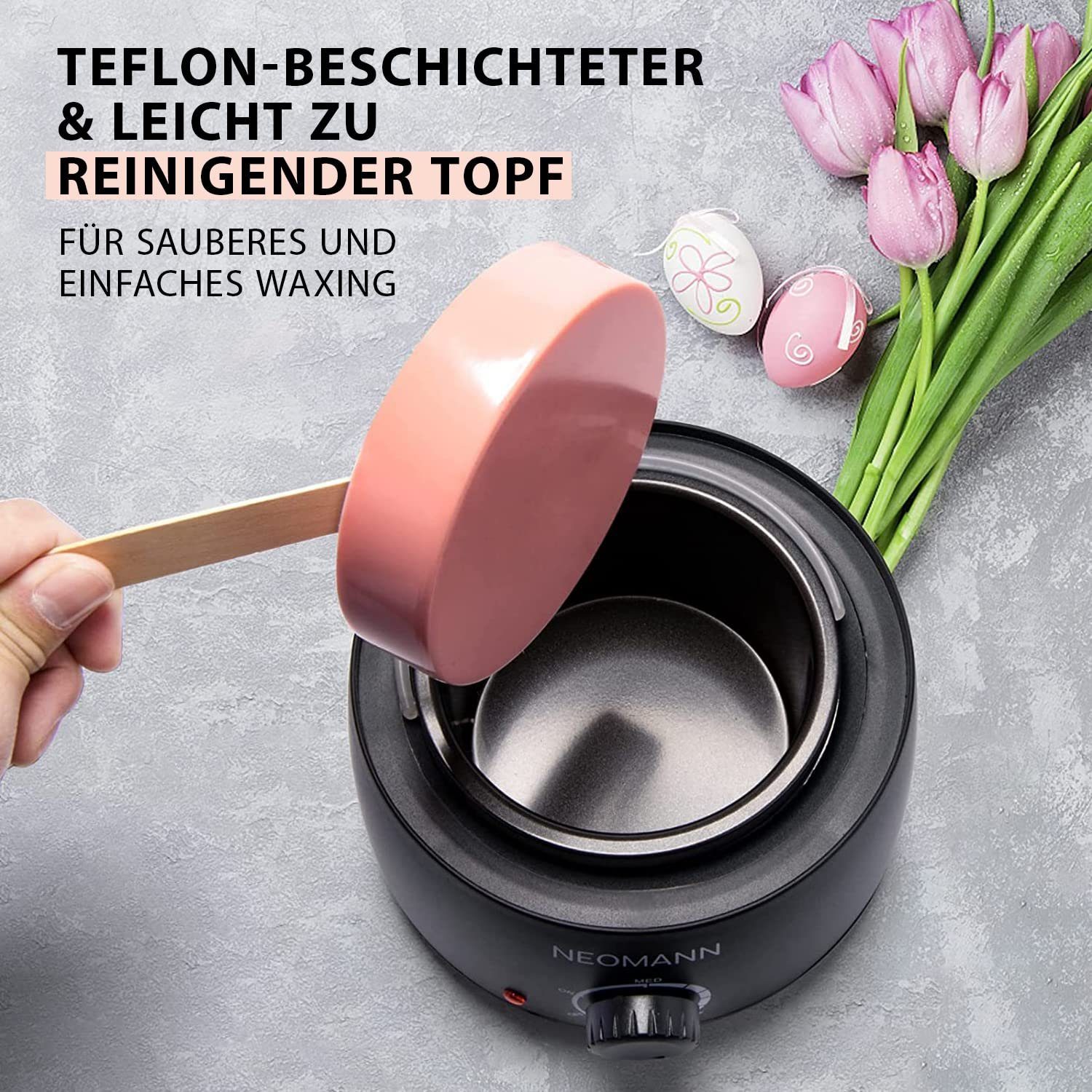 NEOMANN Körperrasierer Waxer II Waxing Set - Wax Maschine, Teflon-Beschichtung + Wachsperlen, Full Body Waxing with 300g Beads