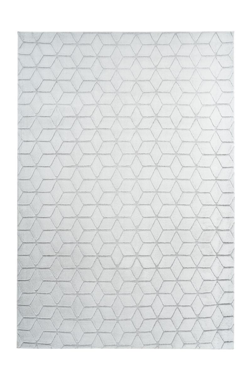 megusta Hochflorteppich Weiß / Graublau 80cm x 150cm