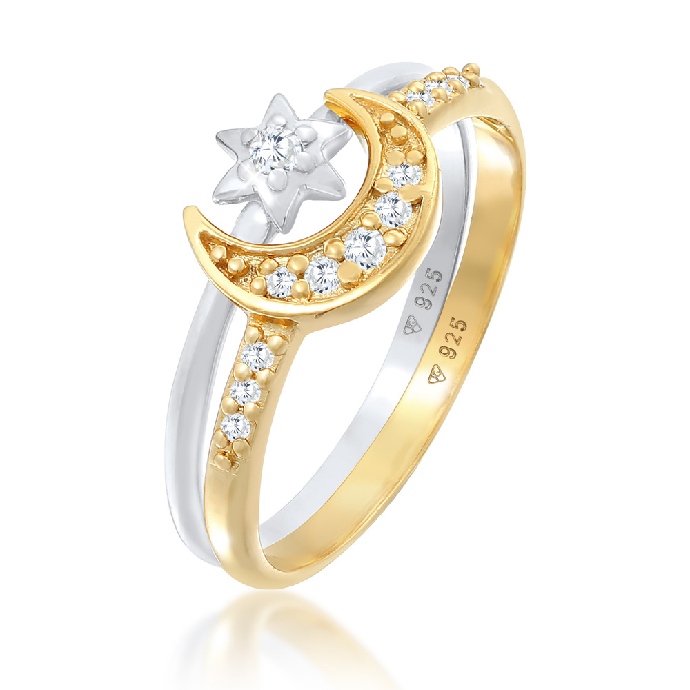 Elli Elli Bague Ensemble de bagues superposées pour femmes - Étoile Lune Astro Trend a Bague