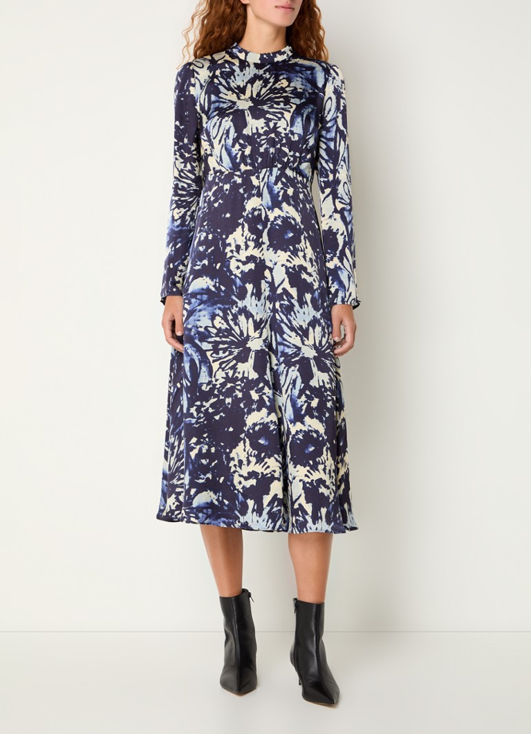 Rochie-tunică midi din satin cu imprimeu floral Whistles Dazzled