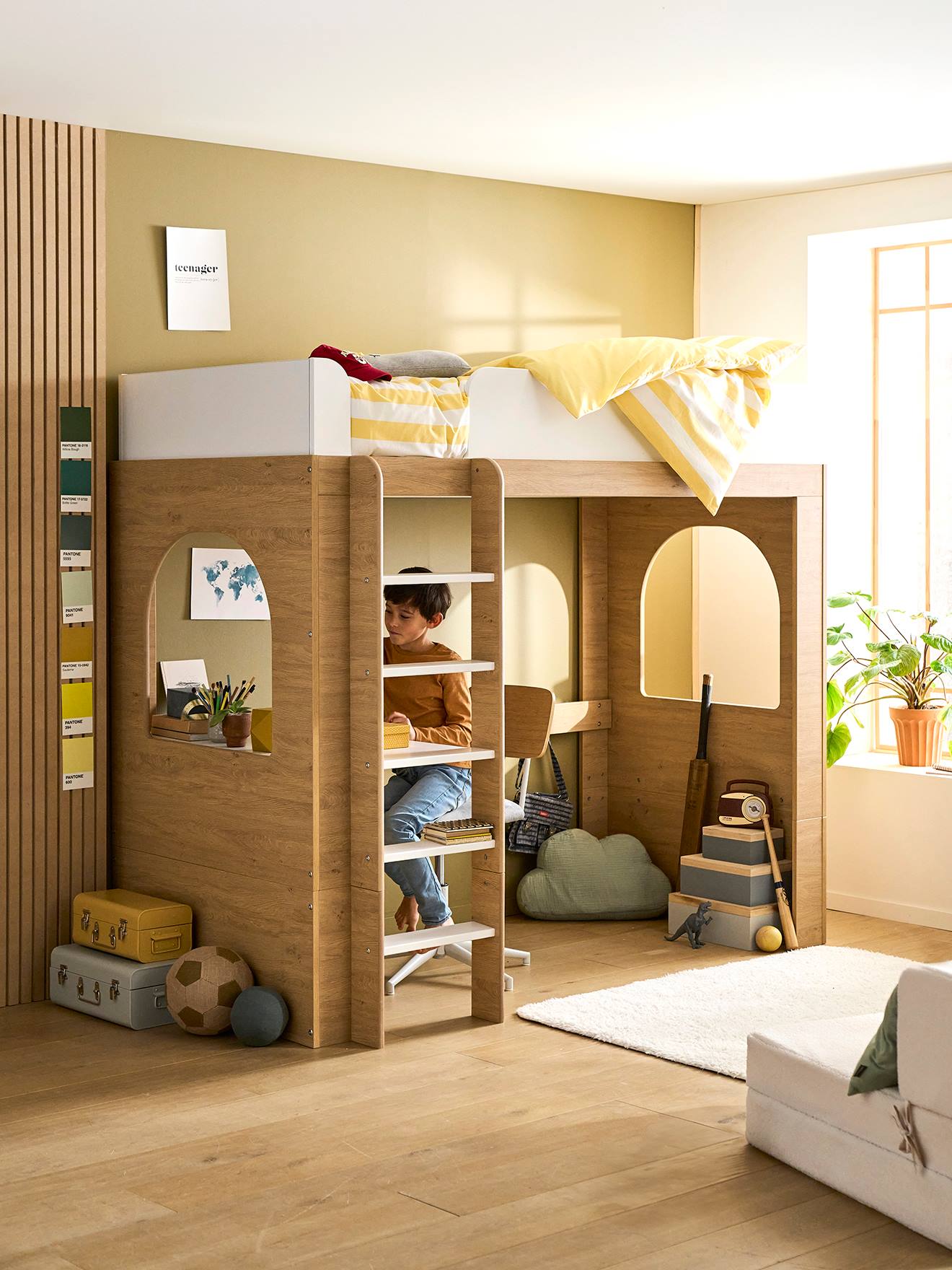 Vertbaudet 3-in-1 Kinder Hochbett - natur