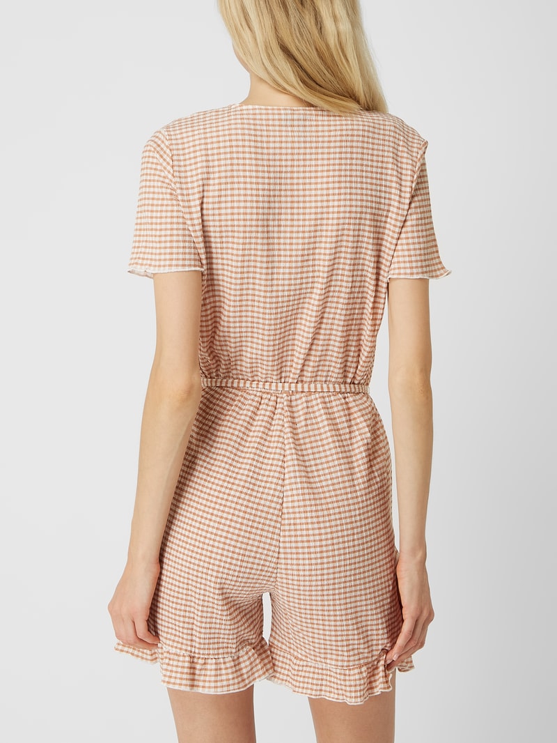 Playsuit aus Seersucker mit Vichy-Karo Modell 'Sienna' in apricot