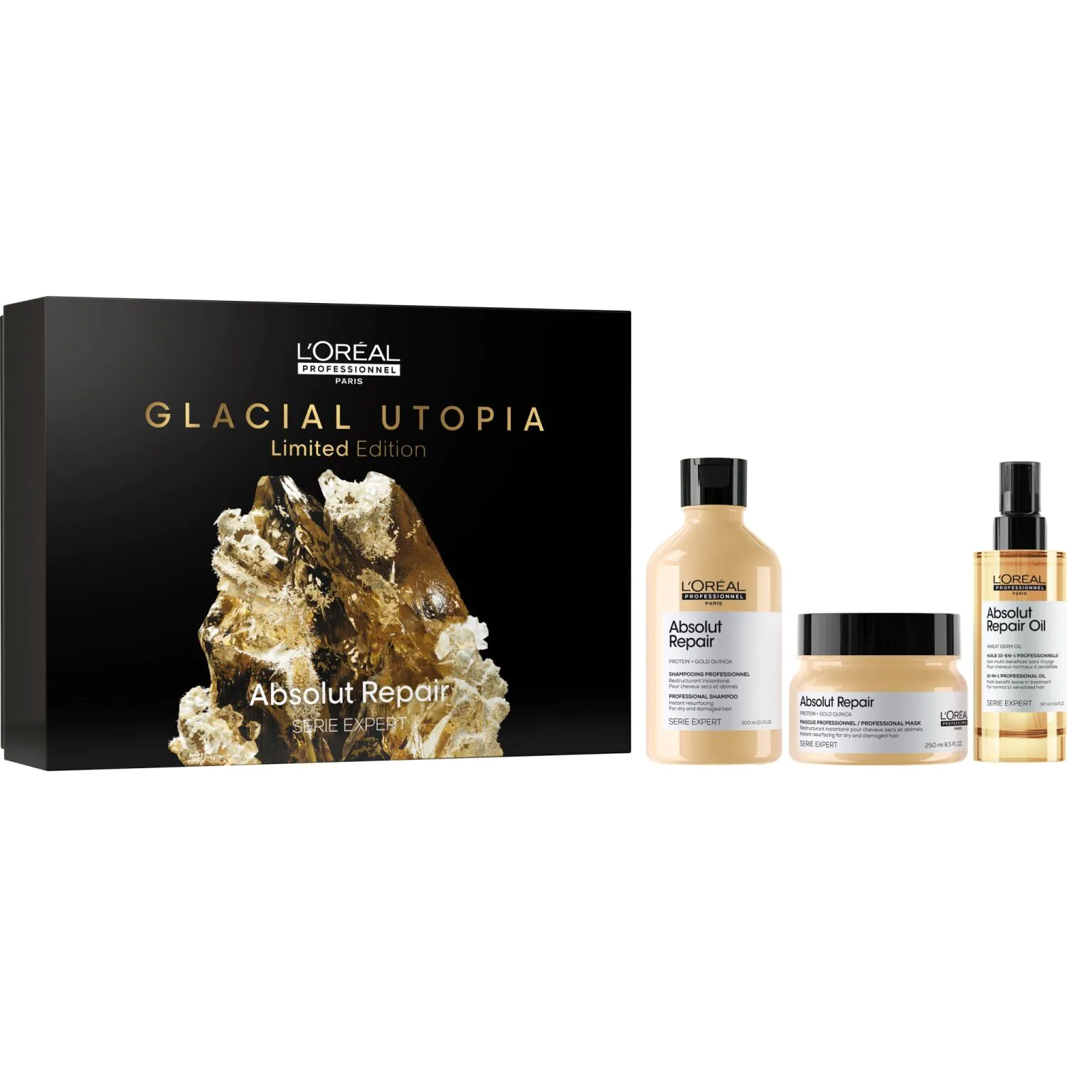 L'Oréal Professionnel Paris Absolut Repair Trio Sæt: Shampoo + Maske + Olie