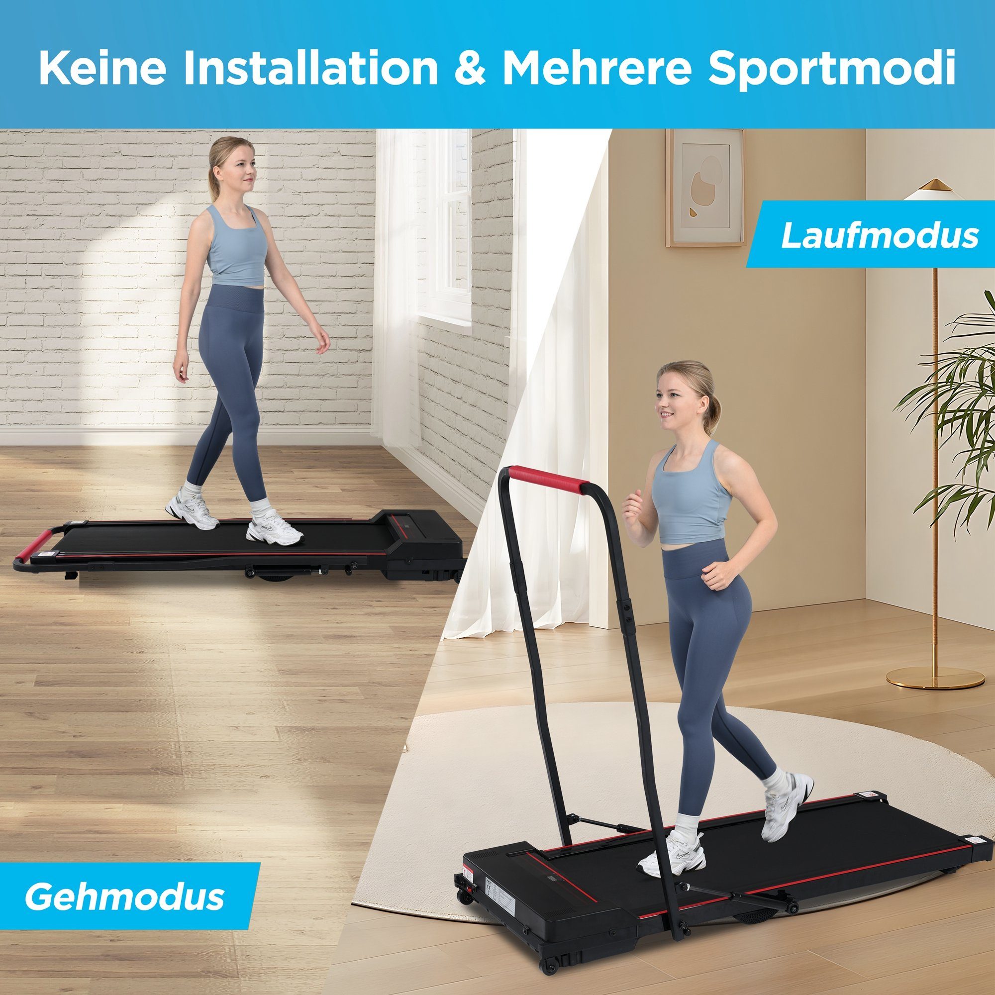 REDOM Laufband Klappbar (bis 12 km/h, Walking jogging Pad), mit Fernbedienung