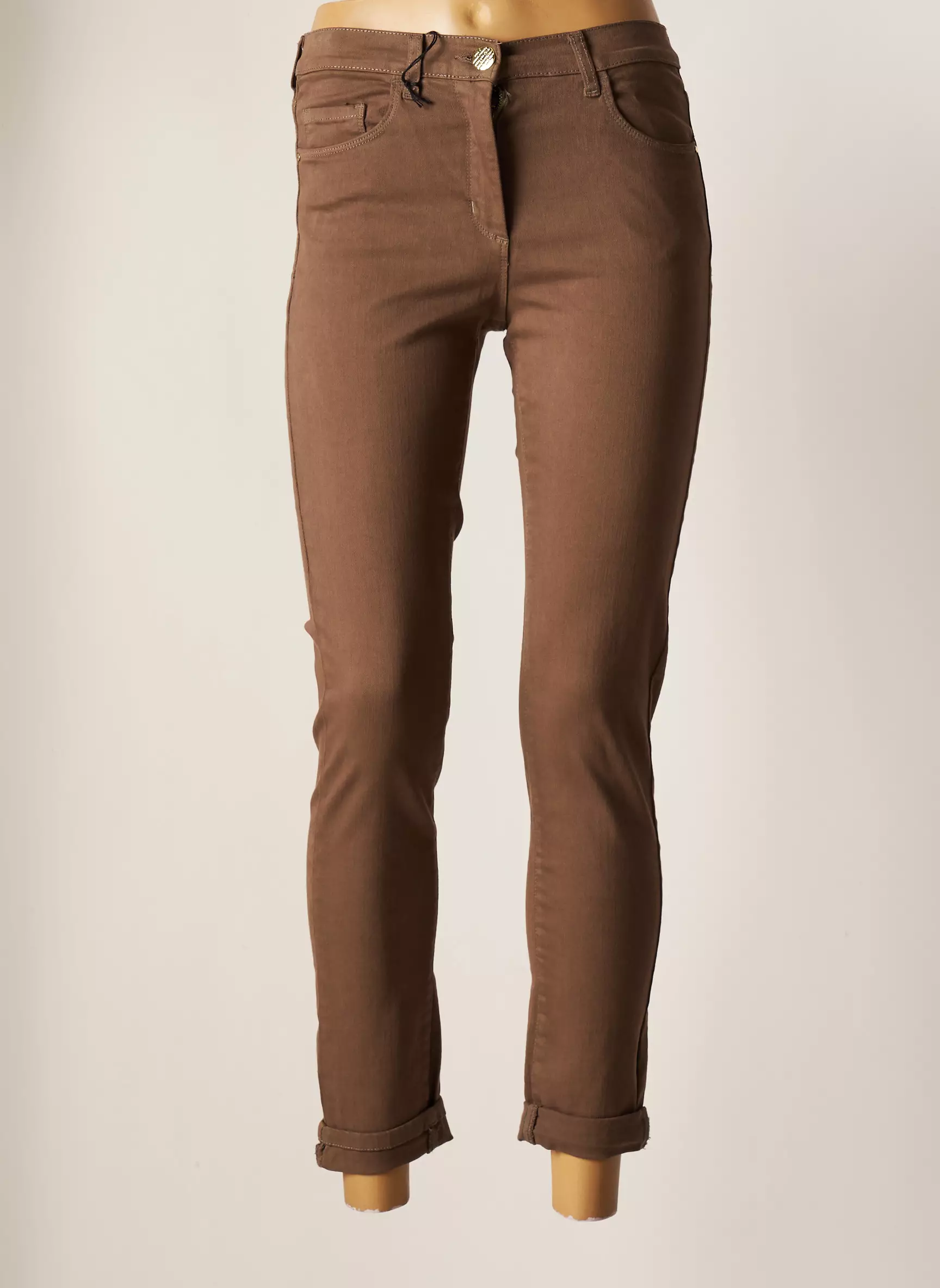 East Drive Pantalons Slim Femme couleur marron