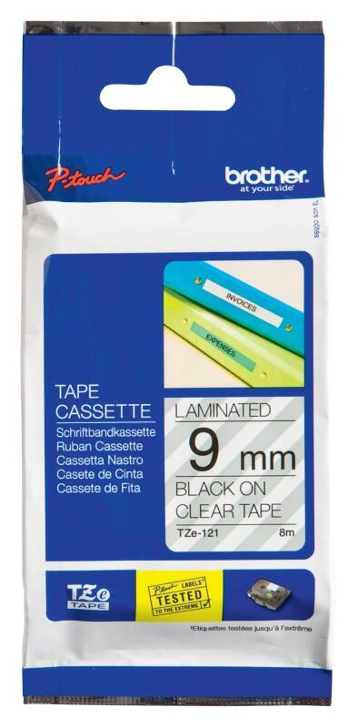 Brother P-Touch Beschriftungsband Authentisch TZe-121 TZe-121 Selbsthaftend Schwarz auf Transparent 9 mm x 8 m