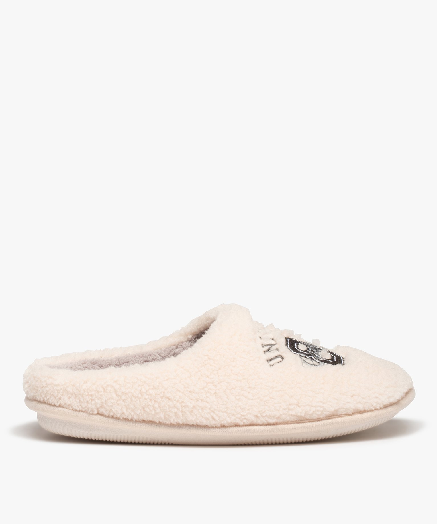 Chaussons femme mules en textile sherpa – Camps United beige | GEMO