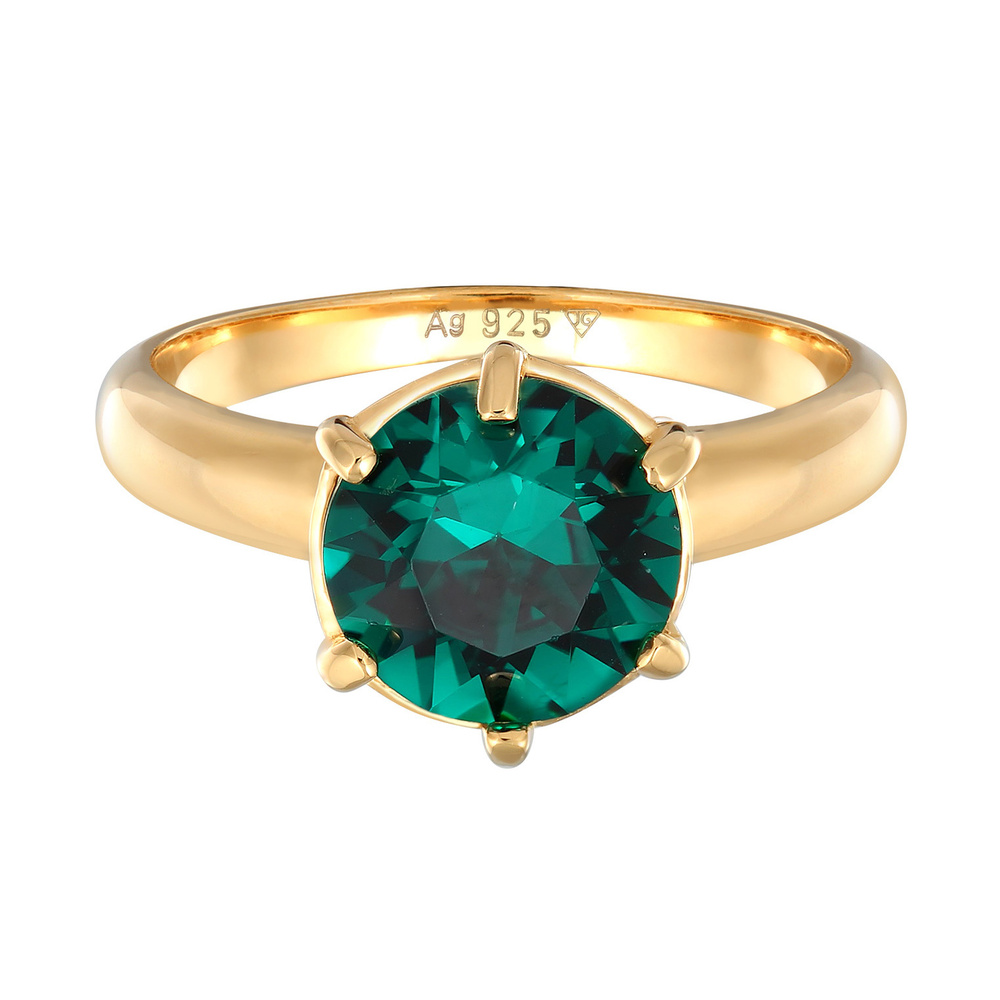 Elli Elli Bague Femmes Solitaire Elégant avec cristal Vert en argent sterling 925 plaq Bague