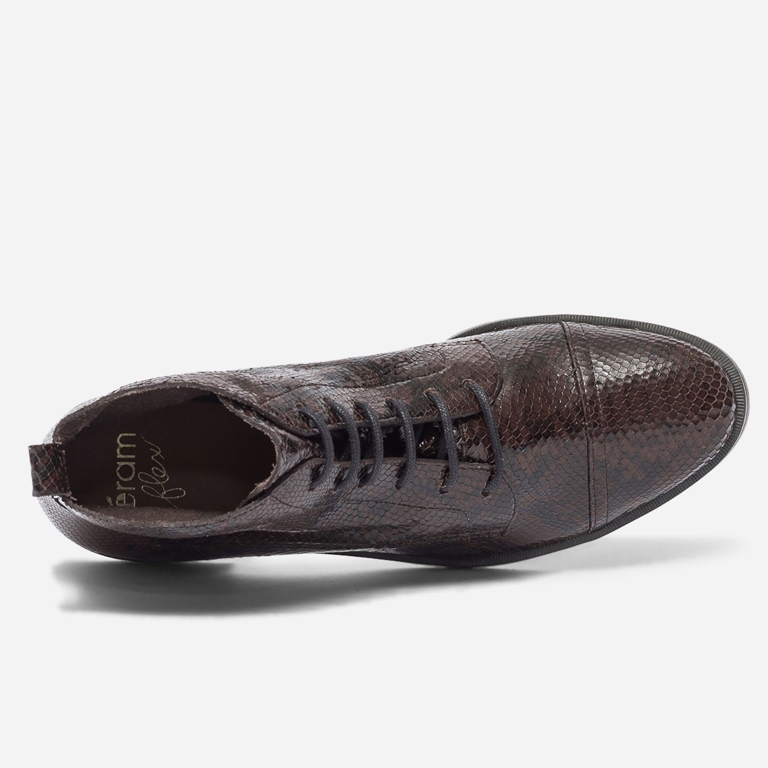 Bottine ERAM FLEX marron en cuir effet python à lacet