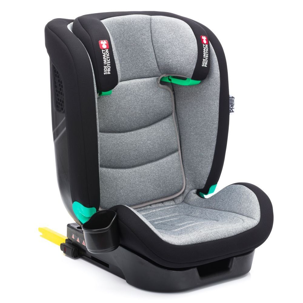 Fillikid Autokindersitz Elli Pro i-Size - Grau, bis: 36 kg, Kinder Autositz ab 3 Jahre - 12 Jahre (100 cm - 150 cm) mit Isofix