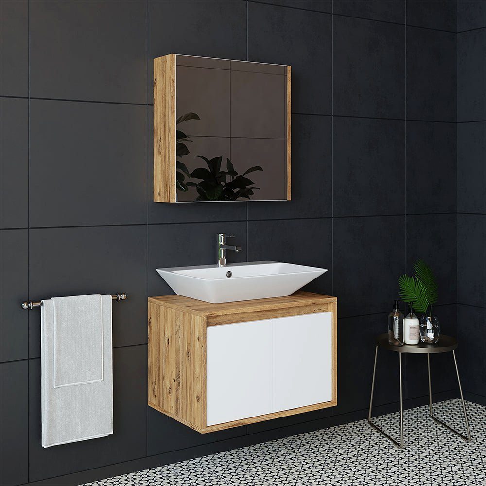 Roomart Badmöbel-Set, (Roomart Badezimmer Möbel Set ATLANTIC in 4 Farben 65 cm Badmöbel)