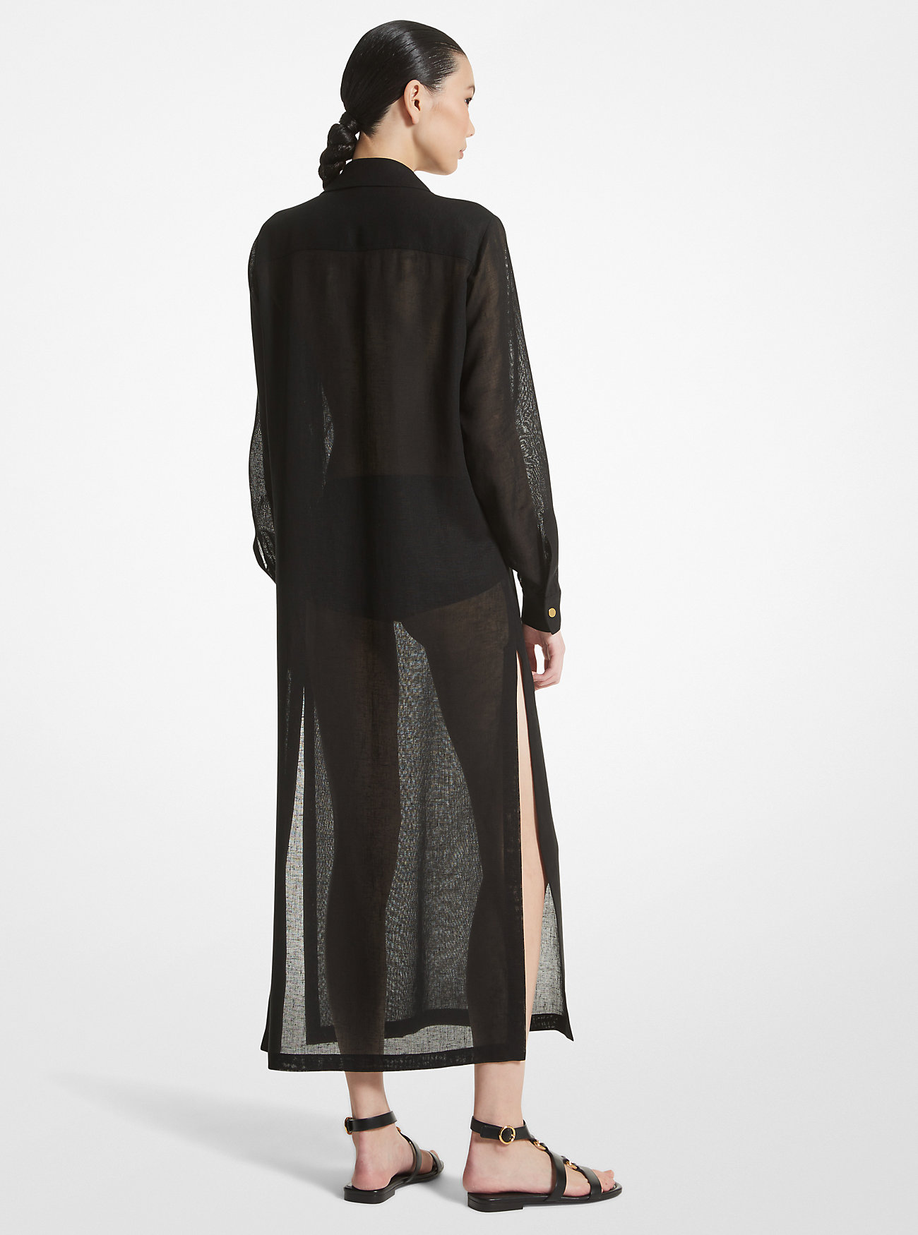 Kaftan i lingas med snøring - SVART