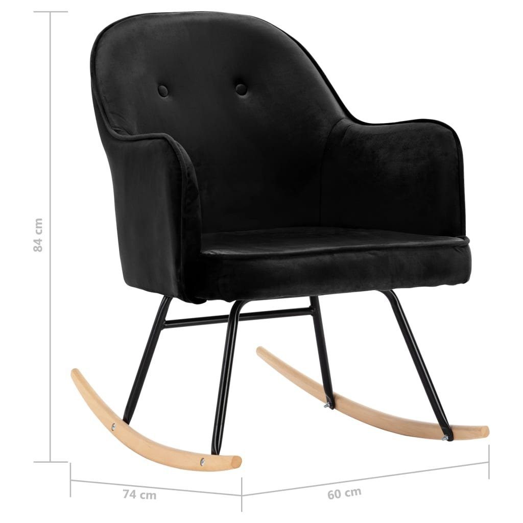 möbelando Schaukelstuhl Aletshausen (B/H/T: 60x84x74 cm), aus Samt in Schwarz