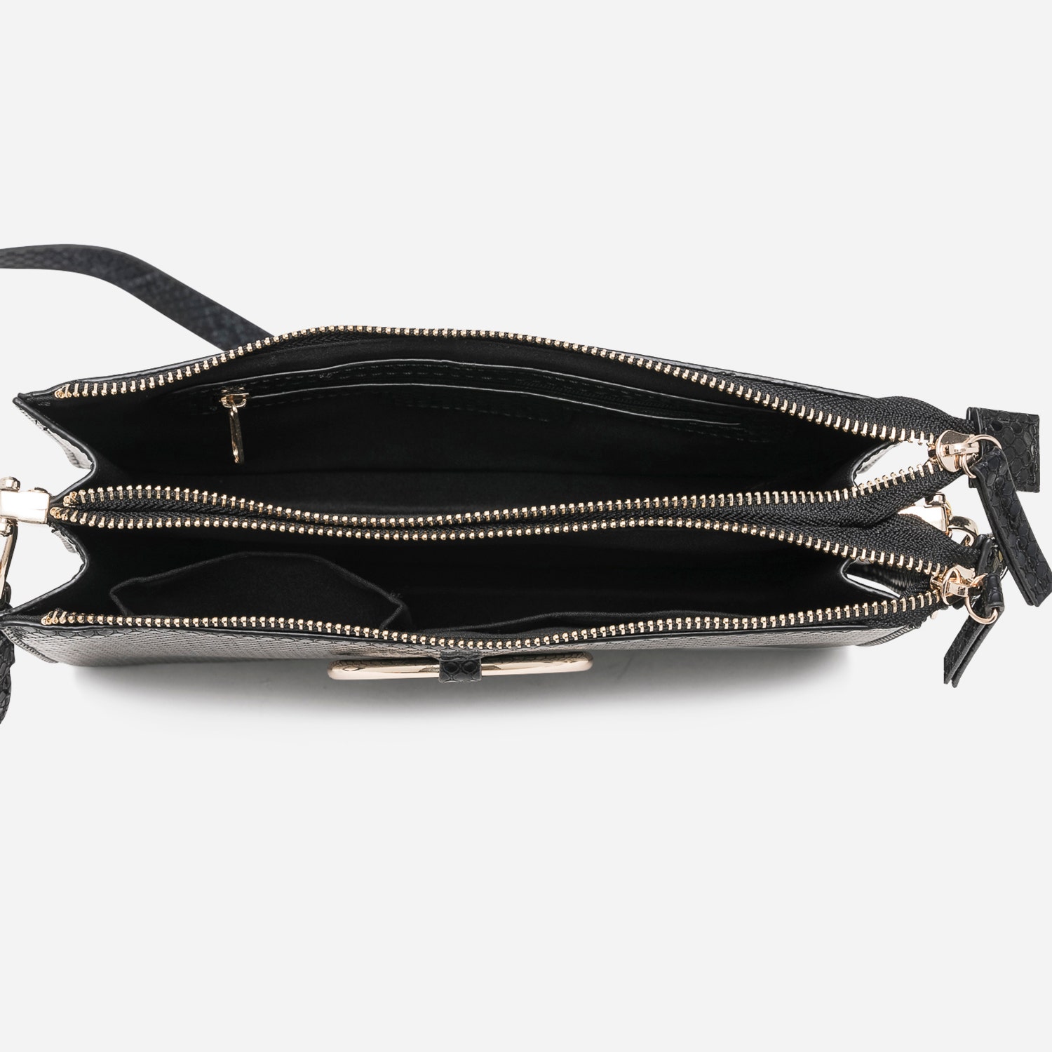 Double pochette noire effet python