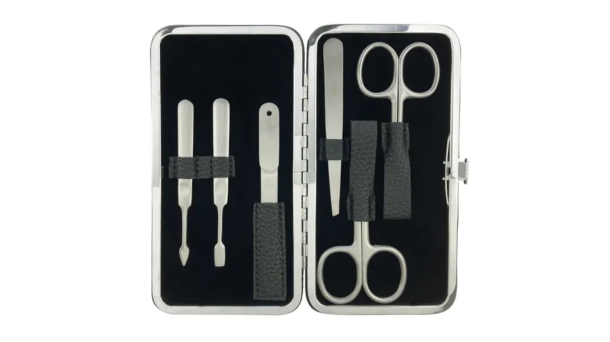 Rahmenmaniküre Etui, 6-teilig, Schwarz Schwarz