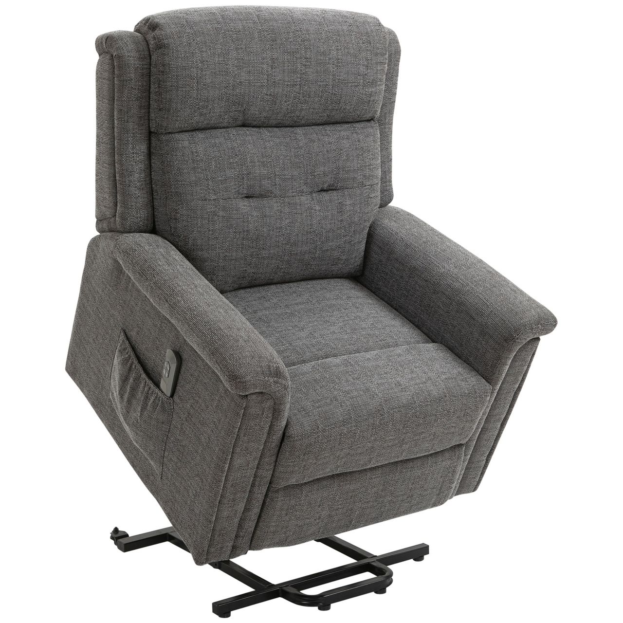 HOMCOM Elektrischer Aufstehsessel mit 2 Motoren Fernsehsessel Relaxsessel mit Liegefunktion Sessel mit Aufstehhilfe Seniorensessel mit Fernsteuerung mit Leinen-Optik Grau 89 x 96 x 108 cm