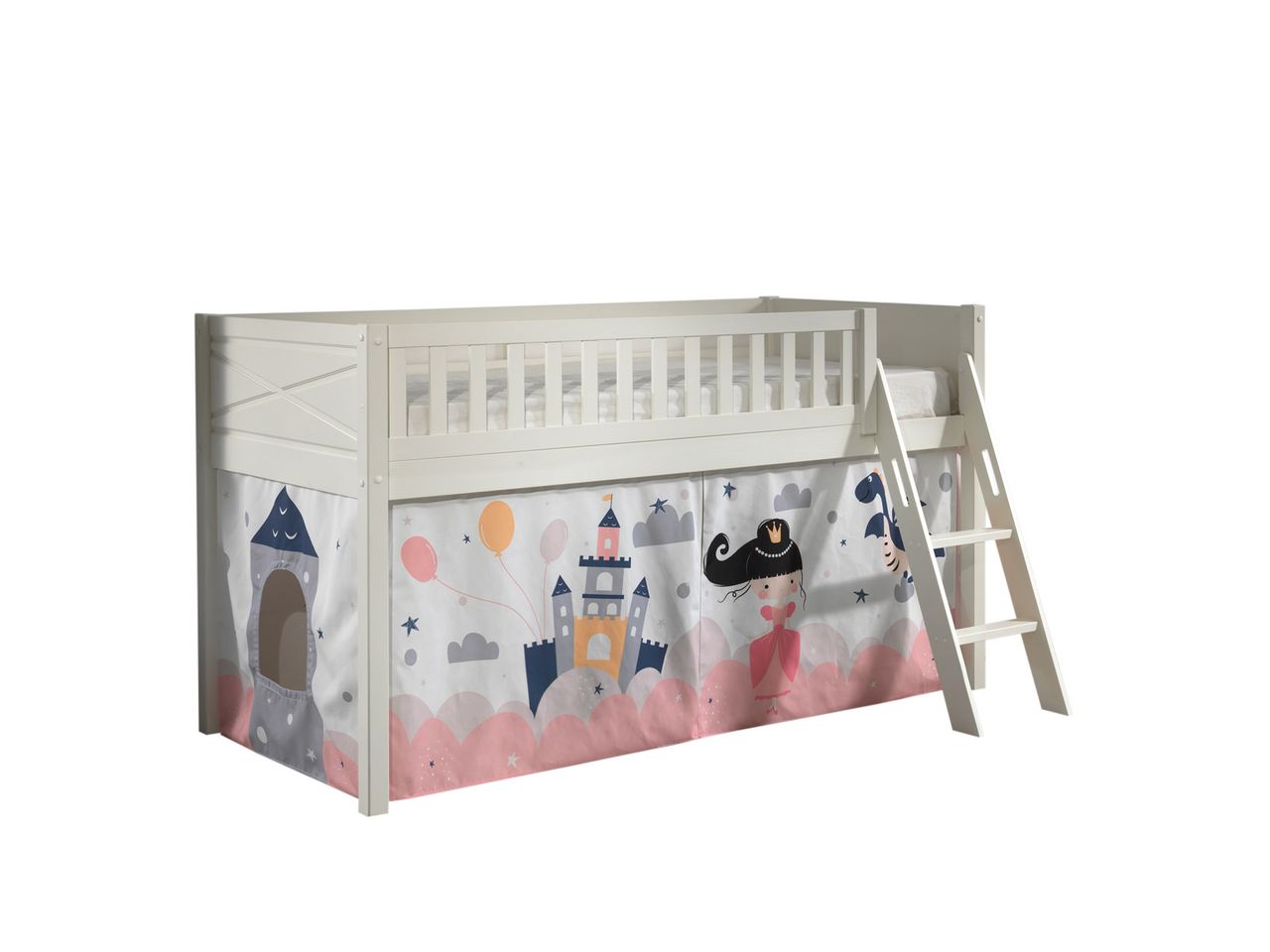 VIPACK Spielbett SCOTT, LF 90 x 200 cm, mit Rolllattenrost, Leiter und Textilset 