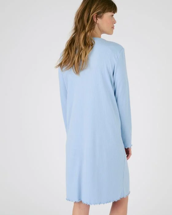 Chemise de nuit maille interlock côtelée douce et souple
