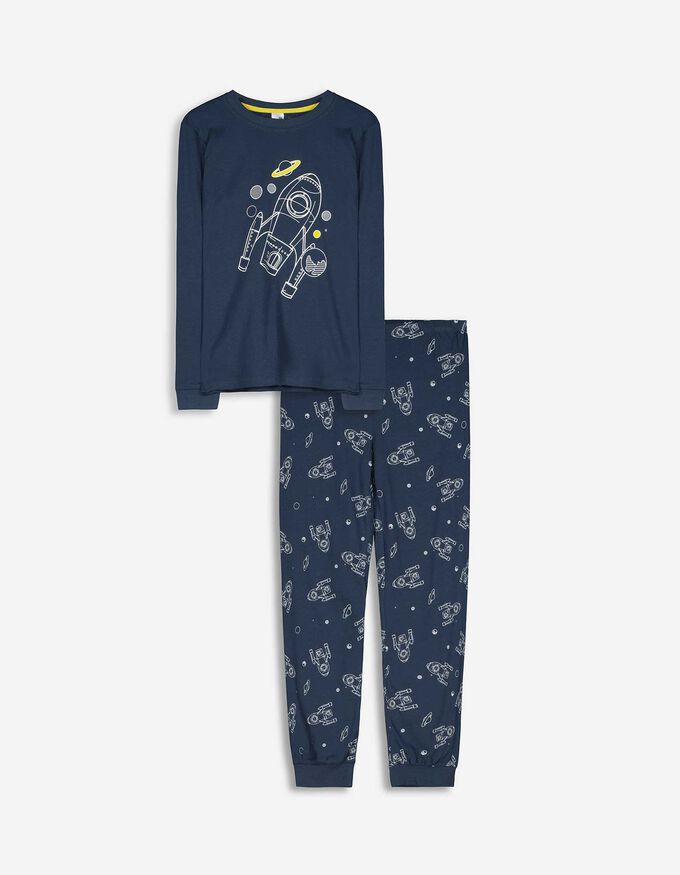 Pyjama Set aus Langarmshirt und Hose- Print