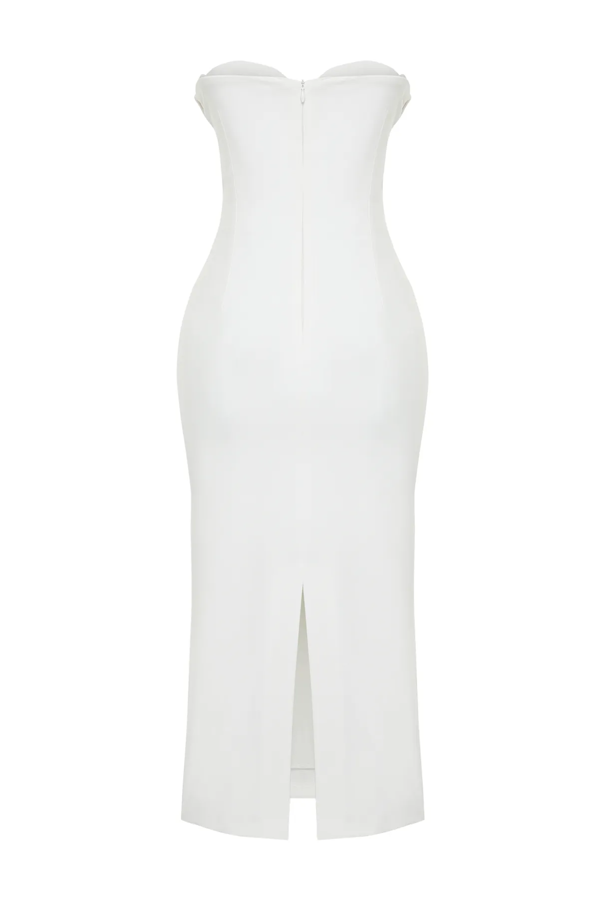 Trendyol Collection  Weißes, figurbetontes, gewebtes, gefüttertes Hochzeits-/Nikah-Elegantes Abendkleid TPRSS24EL00070
