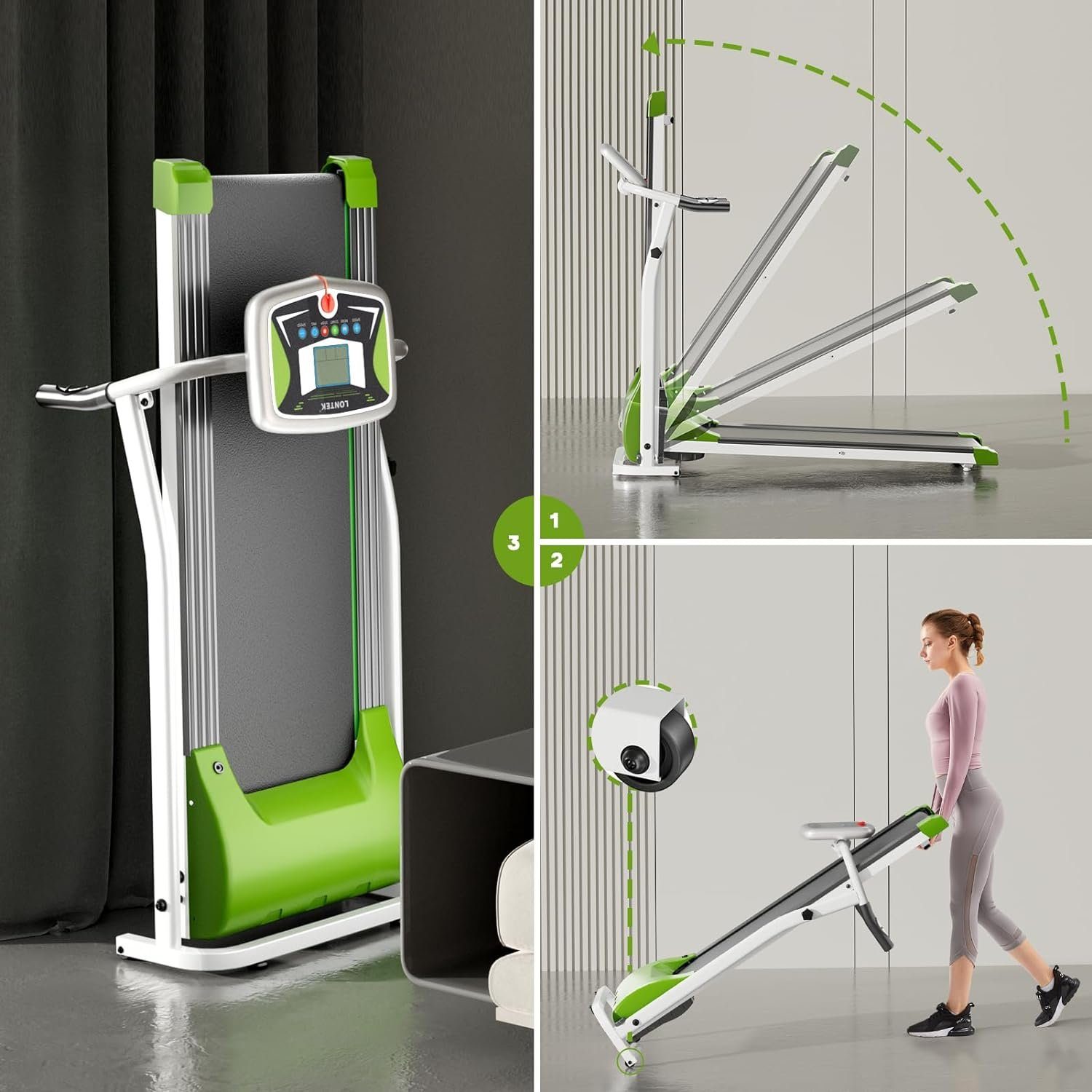 UMAY Laufband (Treadmill for Home mit Automatischer und 12 Trainingsprogrammen), zuhause klappbar mit Herzfrequenzmesser und APP, 1,5 PS leiser Motor