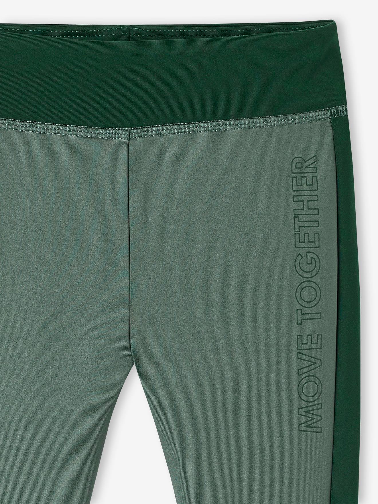 Legging de sport fille bandes côtes gris chiné