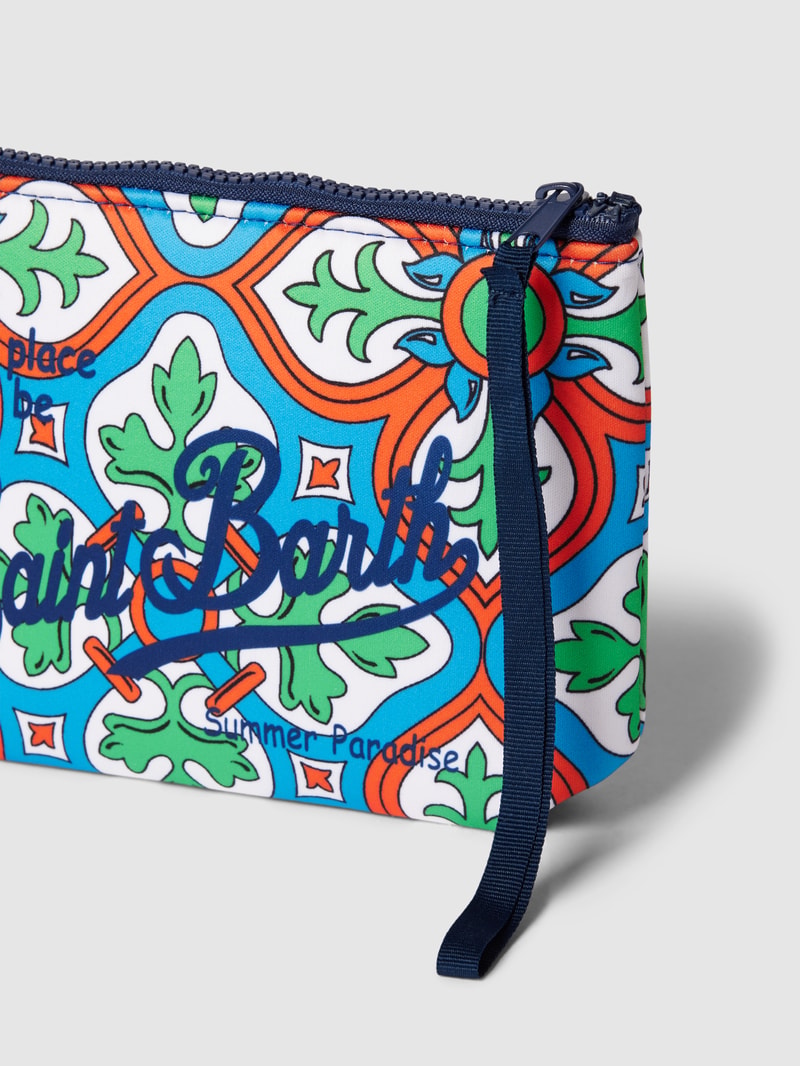 Kulturtasche mit Allover-Muster Modell 'ALINE SPONGE' in orange
