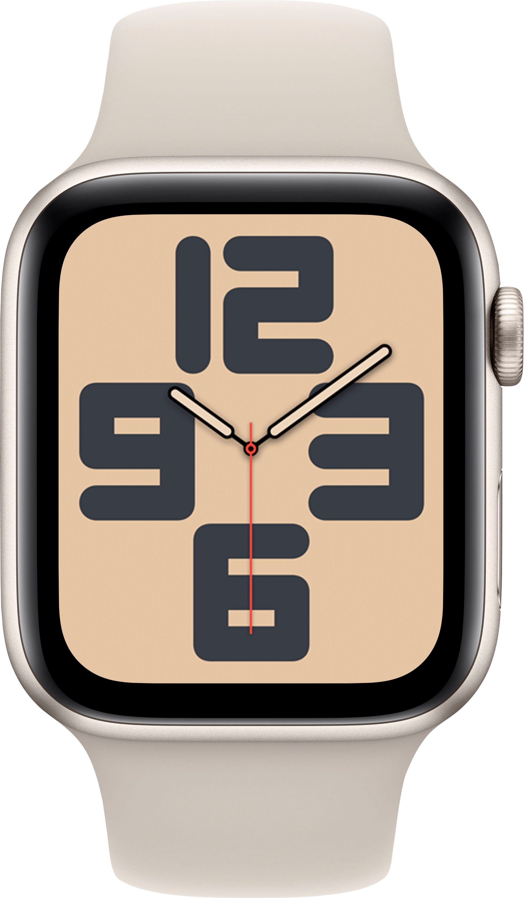 Apple Watch SE GPS Aluminium 44 mm + Cellular S/M Smartwatch (4,4 cm/1,73 Zoll, Watch OS 10), Sport Band