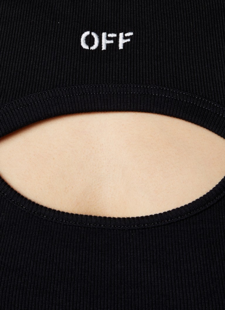 Rebrasti pleteni top bez rukava Off-White Off Stamp s izrezom
