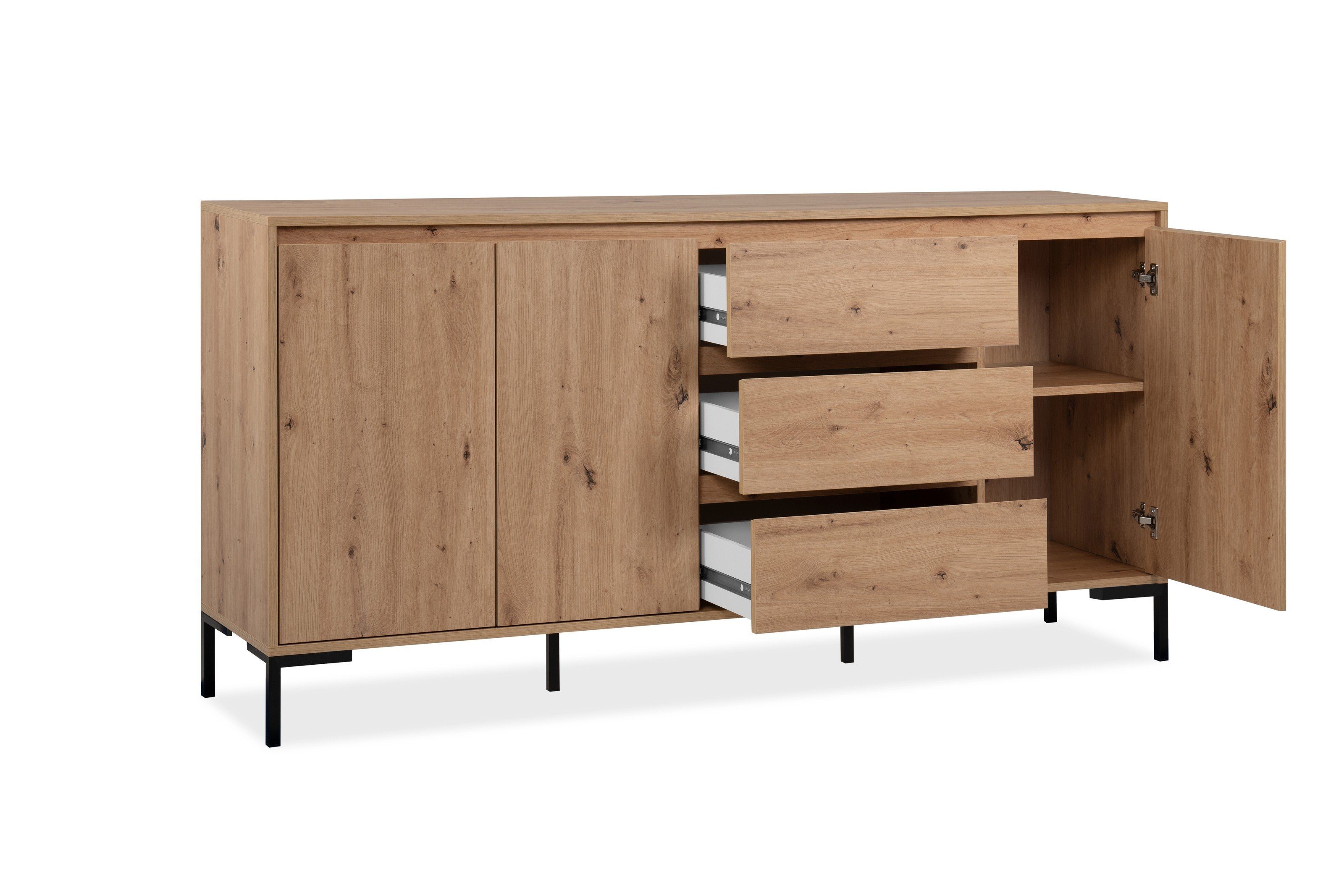 möbelando Sideboard Korsika (BxHxT: 170x87x40 cm), in Dekor Artisan Oak