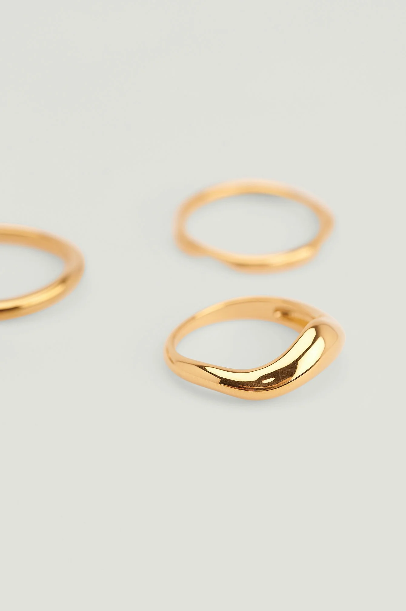Recycelte Vergoldete gewellte Ringe im 3-er Pack